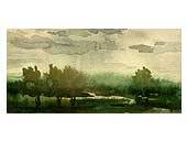 Watercolors of Ukrainian Modern Artist Victor Babanin, landscape watercolor, rain view, image of nature beauty